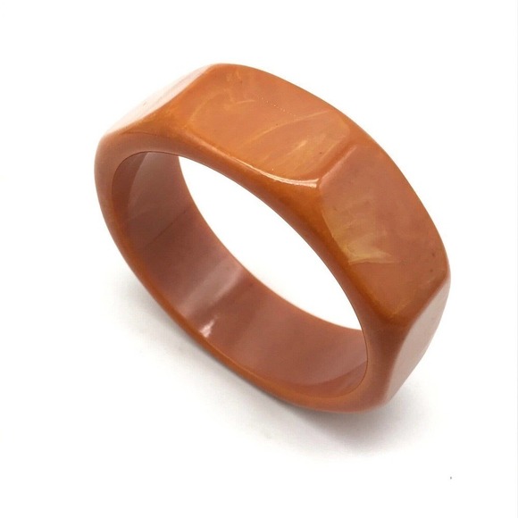 Vintage Chunky Octagon Shaped Bakelite Bangle Bracelet 8" - Picture 2 of 9